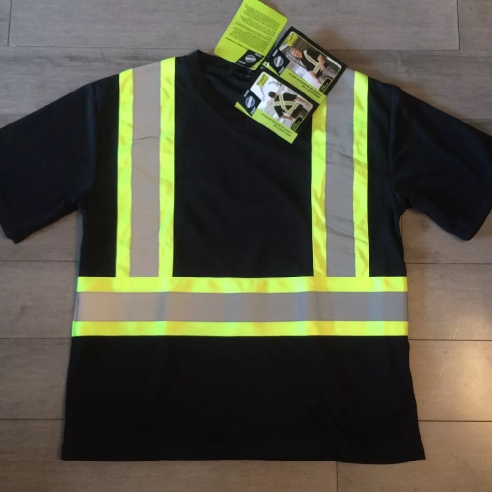 NEW SAFETY SHIRT Black High Visibility Reflective,Safety Shirt